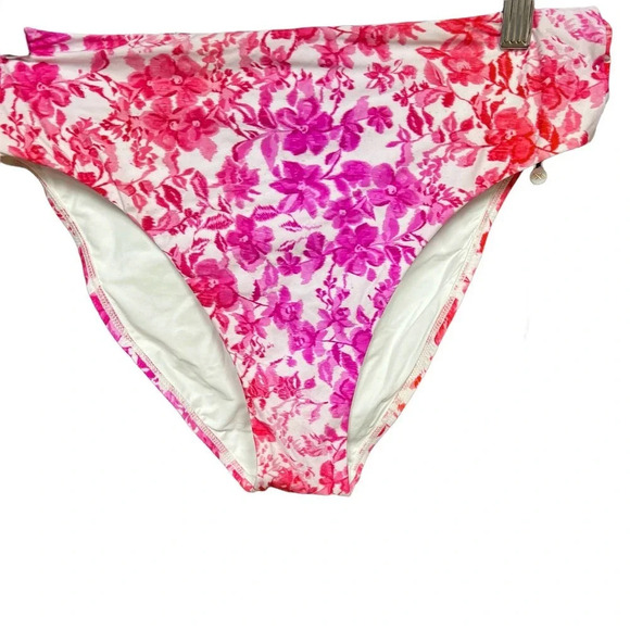 PILYQ Azalea Floral High Waist Bikini Bottoms Pink Size Medium - Picture 5 of 12